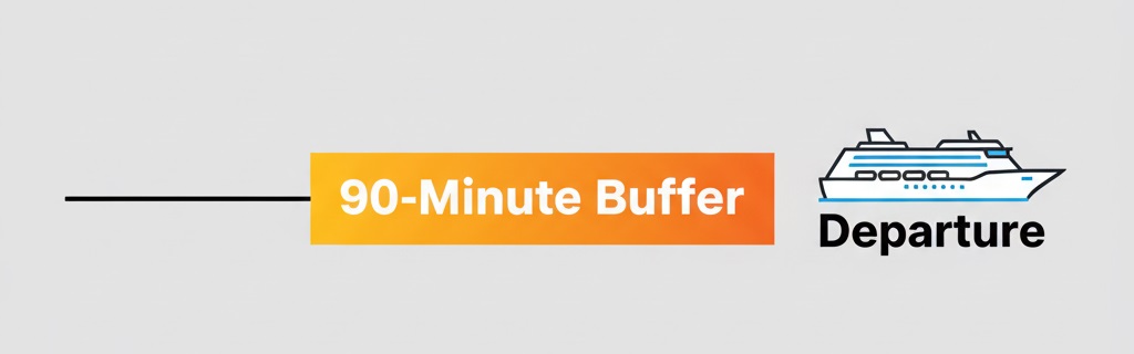 A timeline showing a countdown to ship departure with a large highlighted section for the safety buffer.