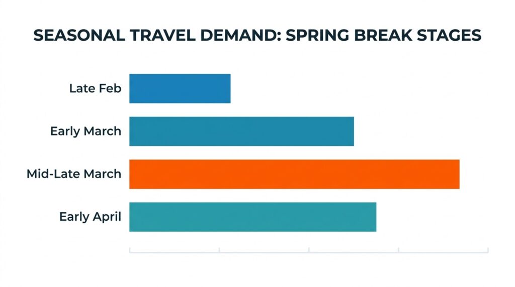 A chart showing how tourism demand peaks in mid to late March on the island.